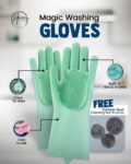 Magic Washing Gloves with Free 3pcs Stainless Steel Cleaning Ball Brushes